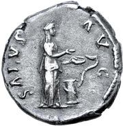 Denarius - Hadrian SALVS AVG; Salus, Rome, 133-135 reverse image