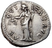 Denarius - Hadrian AEQVITAS AVG; Aequitas, Rome, 137-138 reverse image