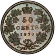 50 Cents - Victoria Pattern, Canada, 1870 reverse image
