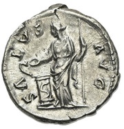 Denarius - Hadrian SALVS AVG; Salus, Rome, 137-138 reverse image
