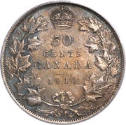 50 Cents - Edward VII Edwardian Leaves, Canada, 1910 reverse image