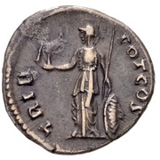 Denarius - Antoninus Pius TRIB POT COS; Minerva, Rome, 138 reverse image