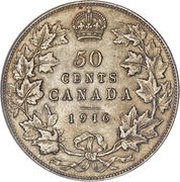 50 Cents - George V, Canada, 1912-1919 reverse image