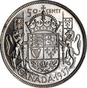 50 Cents - George VI with IND:IMP:, Canada, 1937-1947 reverse image