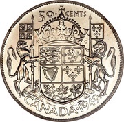 50 Cents - George VI w/o IND:IMP:, Canada, 1948-1952 reverse image