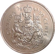 50 Cents - Elizabeth II 3rd portrait, Canada, 1990-1996 reverse image
