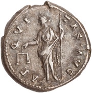 Denarius - Antoninus Pius AEQVITAS AVG; Aequitas, Rome, 140-143 reverse image