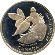 50 Cents - Elizabeth II Atlantic Puffin, Canada, 1995 reverse image