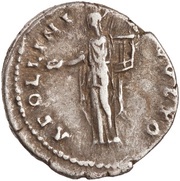 Denarius - Antoninus Pius APOLLINI AVGVSTO; Apollo, Rome, 140-143 reverse image