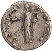 Denarius - Antoninus Pius APOLLINI AVGVSTO; Apollo, Rome, 140-143 reverse image