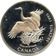 50 Cents - Elizabeth II Whooping Crane, Canada, 1995 reverse image