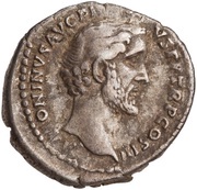 Denarius - Antoninus Pius GENIVS POP ROMANI; Genius obverse image