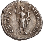 Denarius - Antoninus Pius GENIVS POP ROMANI; Genius, Rome, 140-143 reverse image