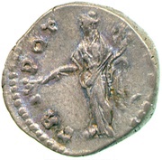 Denarius - Antoninus Pius TR POT COS III; Pax, Rome, 140-143 reverse image