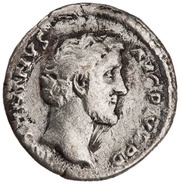Denarius - Antoninus Pius TR POT COS III; Romulus and Remus obverse image