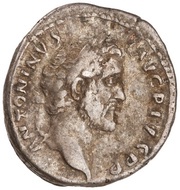 Denarius - Antoninus Pius TR POT COS III; Romulus and Remus obverse image