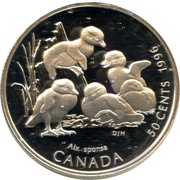 50 Cents - Elizabeth II Wood Ducklings, Canada, 1996 reverse image