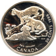 50 Cents - Elizabeth II Cougar Kittens, Canada, 1996 reverse image