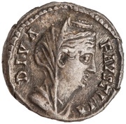 Denarius - Faustina the Elder AETERNITAS; Juno obverse image