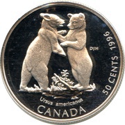 50 Cents - Elizabeth II Black Bear Cubs, Canada, 1996 reverse image
