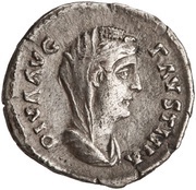 Denarius - Faustina the Elder AETERNITAS; Providentia obverse image