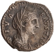 Denarius - Faustina the Elder AETERNITAS; Providentia obverse image