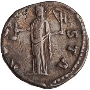 Denarius - Faustina the Elder AVGVSTA; Vesta, Rome, 141 reverse image