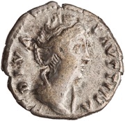 Denarius - Faustina the Elder AVGVSTA; Vesta obverse image