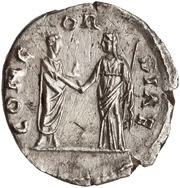 Denarius - Faustina the Elder and Antoninus Pius CONCORDIAE, Rome, 141 reverse image
