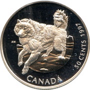 50 Cents - Elizabeth II Eskimo Dog, Canada, 1997 reverse image
