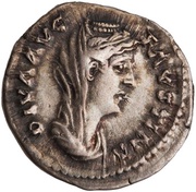 Denarius - Faustina the Elder PIETAS AVG; Pietas obverse image