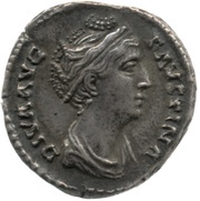 Denarius - Faustina the Elder and Antoninus Pius PVELLAE FAVSTINIANAE obverse image