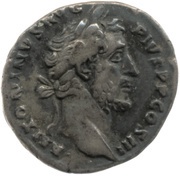 Denarius - Antoninus Pius DES IIII; Virtus obverse image