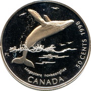50 Cents - Elizabeth II Humpback whale, Canada, 1998 reverse image