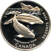 50 Cents - Elizabeth II Beluga Whale, Canada, 1998 reverse image