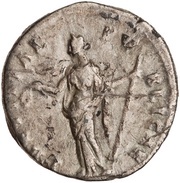 Denarius - Faustina the Younger LAETITIAE PVBLICAE; Laetitia, Rome, 145-161 reverse image