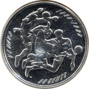 50 Cents - Elizabeth II First Overseas Canadian Soccer Tour, Canada, 1998 reverse image