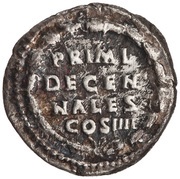 Denarius - Antoninus Pius PRIMI DECENNALES COS IIII, Rome, 147-148 reverse image