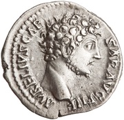 Denarius - Marcus Aurelius TR POT II COS II; Minerva obverse image