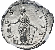 Denarius - Antoninus Pius COS IIII; Annona, Rome, 148-149 reverse image