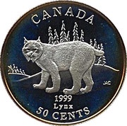 50 Cents - Elizabeth II Lynx, Canada, 1999 reverse image