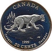 50 Cents - Elizabeth II Cougar, Canada, 1999 reverse image