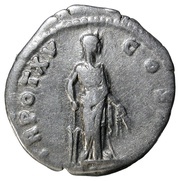 Denarius - Antoninus Pius TR POT XV COS IIII; Tranquilitas, Rome, 151-152 reverse image