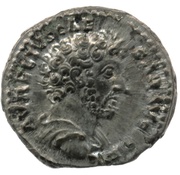 Denarius - Marcus Aurelius TR POT VI COS II; Genius obverse image