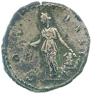 Denarius - Antoninus Pius COS IIII; Vesta, Rome, 152-153 reverse image