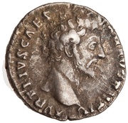 Denarius - Marcus Aurelius TR POT VII COS II; Minerva obverse image