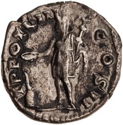 Denarius - Marcus Aurelius TR POT VII COS II; Genius, Rome, 153-154 reverse image