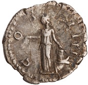 Denarius - Antoninus Pius COS IIII; Annona, Rome, 154-155 reverse image