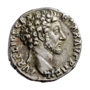 Denarius - Marcus Aurelius TR POT VIIII COS II; Minerva obverse image