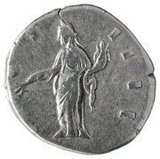 Denarius - Antoninus Pius COS IIII; Pax, Rome, 155-156 reverse image